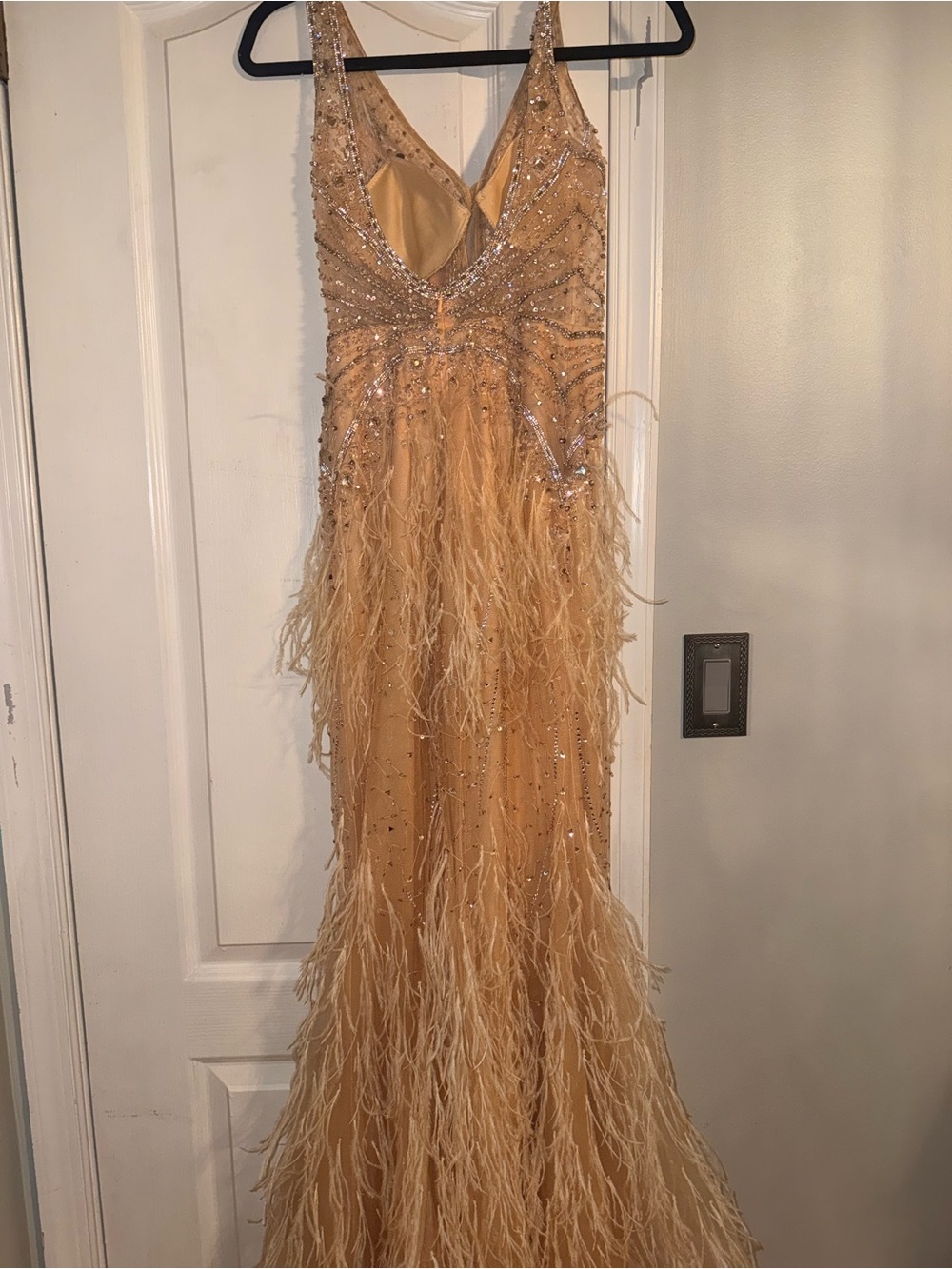 Jovani Sequined Lace Evening Dress - Champagne - Picture 2 of 3